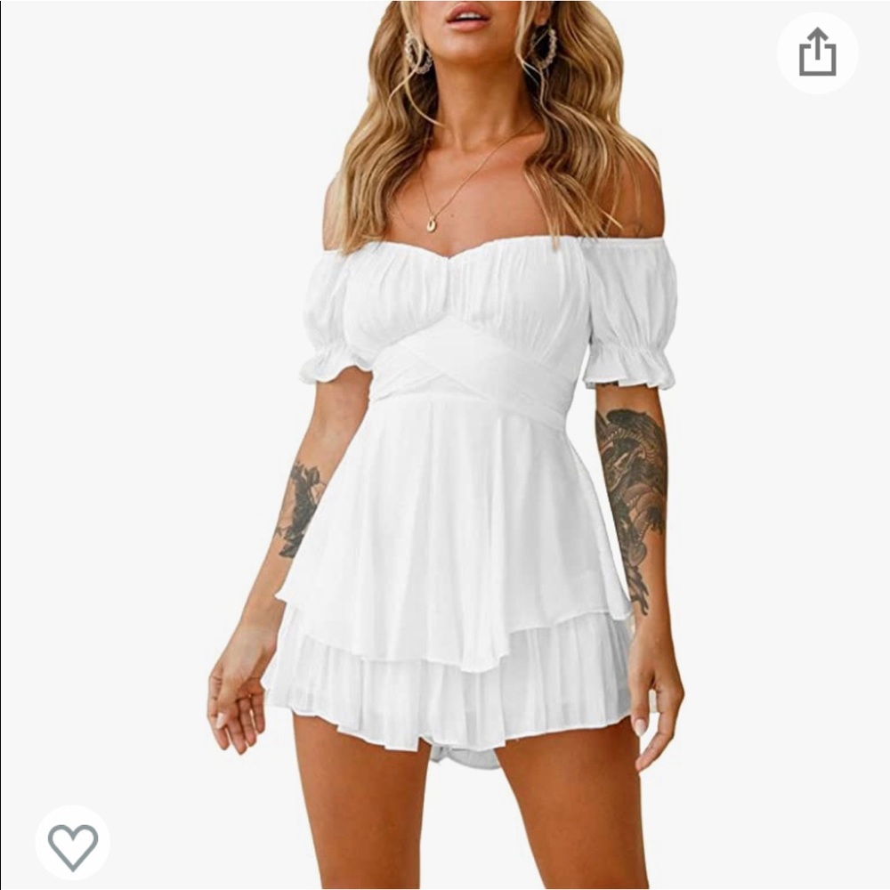 Boho Off-Shoulder White Romper